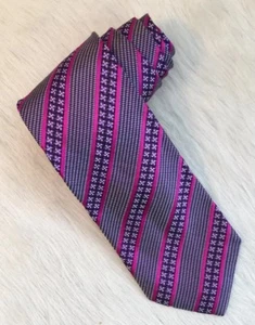 AUTÉNTICA CORBATA DE SEDA PAUL SMITH púrpura rosa geo con rayas años 60 ambiente retro INGLATERRA - Imagen 1 de 5