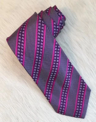 AUTÉNTICA CORBATA DE SEDA PAUL SMITH púrpura rosa geo con rayas años 60 ambiente retro INGLATERRA Foto 1 de 4