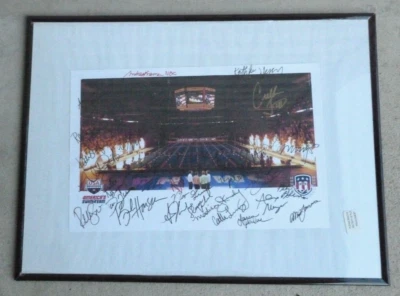 Póster autografiado del equipo olímpico de natación de Estados Unidos firmado autógrafo firma Foto 1 de 4