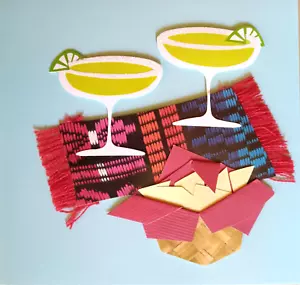 Greeting Card Sticker Hispanic Cocktail Margarita Tortilla Chips Food Fun - Picture 1 of 1