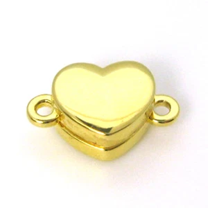 Chapado en Oro Plata de Ley Suave Brillante Cierre Corazón - Juego de Palanca de Cierre Magnético - Imagen 1 de 5