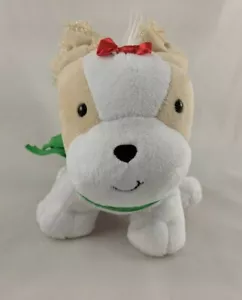 Hallmark weiß hellbraun Hund Plüsch 6 Zoll Welpe grün Schal Stofftier Spielzeug - Bild 1 von 7