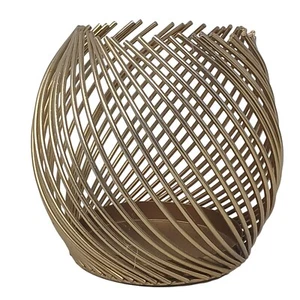 Decorative Gold Wire Basket Candle Holder Spiral Design 6" Tall Metal Decor #SB - Picture 1 of 8