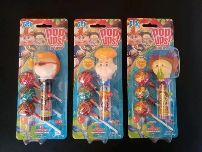 2023 GPK Pop Ups Lollipops Garbage Pail Kids Set of 3 NEW Adam Bomb Chupa Chups - Изображение 1 из 2