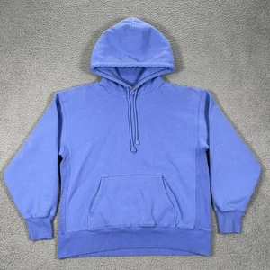Aritzia TNA accogliente felpa con cappuccio in pile donna S blu taglio fidanzato cotone pesante - Foto 1 di 8