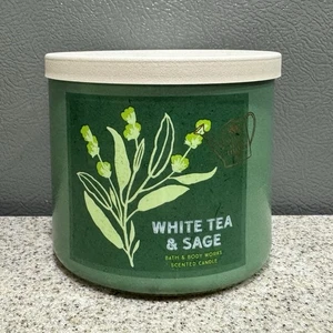 Bath & Body Works WEISSER TEE & SALBEI 3-Docht-Wachskerze 14,5 Oz., Neu - Bild 1 von 5