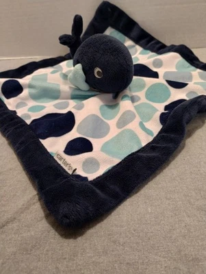"Manta de seguridad WHALE Carter's Baby Lovey azul marino lunares felpa 13""" Foto 1 de 4