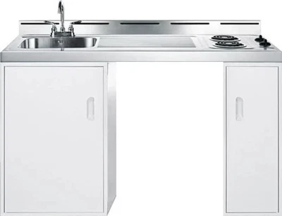 60-дюймовая мини-кухня Summit C60ELNR с раковиной, местом для хранения и защитой из нержавеющей стали - Изображение 1 из 2