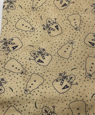 Snowman Gathering by Primitive Gatherings 1/2 Yard Blue Snowman Cotton Fabric - Image 1 of 2