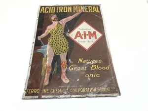 Vintage Säure Eisen Mineral A-I-M Blech Tacker Werbeschild - 20" mal 14" - Bild 1 von 11