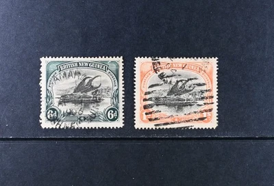 Papua New Guinea Scott # 6-7 VF Used British Colony Stamps Cat $115 - Image 1 of 2