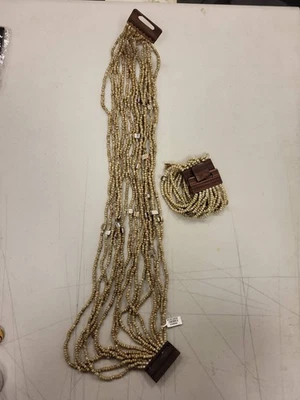 Conjunto de pulsera collar cuentas madera estilo boho joyería de moda mujeres niñas Foto 1 de 4