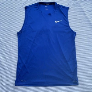 Nike Dri-Fit Sleeveless Size Med Blue/ Silver UPF 40+ - Picture 1 of 7
