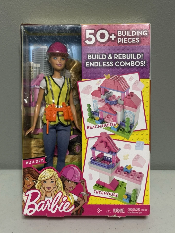 Barbie Constructor de Construcción 50 Piezas de Construcción Sombrero Duro Libros de Trabajo Chaleco de Alta Visibilidad Foto 1 de 4