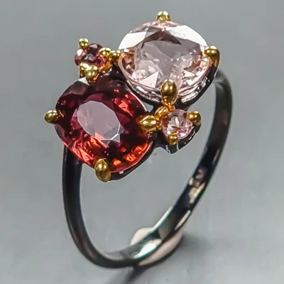 Caro Anillo Turmalina Natural Plata de Ley 925 Talla 7/R445925 Foto 1 de 4