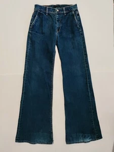 Seven For All Mankind Size 28 Womens 4 Pocket Flare Leg Distressed Blue Jeans - Picture 1 of 13