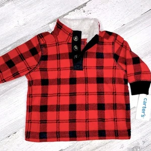 Suéter Pullover Henley Carter's Nuevo con Etiquetas Buffalo Cuadros Bebé Polar 3 Meses - Imagen 1 de 5