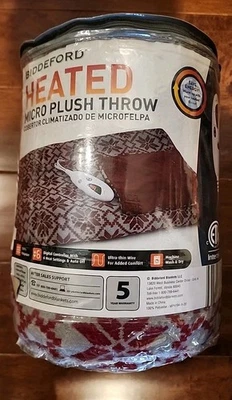 NIB Biddeford Heated Micro Plush Throw 50x62 With TC13B1-T  Power Supply - Image 1 of 4