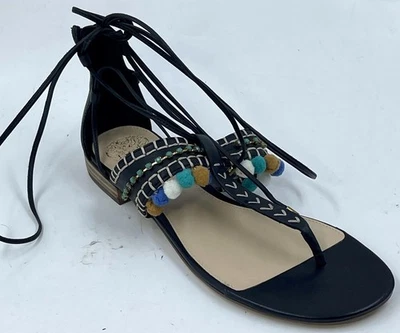 Vince Camuto Balisa Women's Sandals Size 10  Black Leather Flat Shoes. - Image 1 of 4