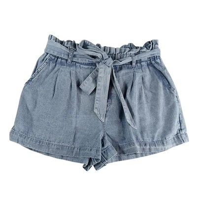 American Eagle Outfitters Shorts Womens Medium Blue Cotton Tie Waist Bow Stretch - Image 1 of 4