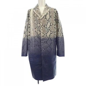 Fendi Leather Coat Snake Embossed Navy/Brown/Beige 46 Used - Picture 1 of 7