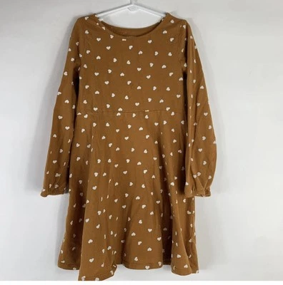 Vestido para niñas Jumping Beans talla 7 dorado todo el día jugar manga larga corazones Foto 1 de 4