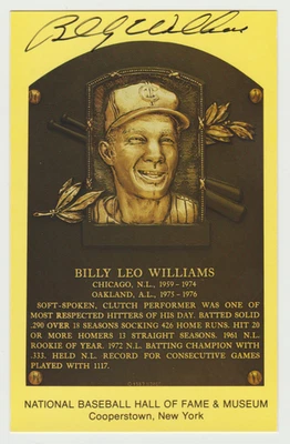Billy Williams Signed Gold Hall Of Fame Postcard - Chicago Cubs - Image 1 of 2