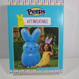 NEW IN BOX PEEPS 4 FT INFLATABLE BLUE BUNNY 48×23 Party Easter Decoration Giant - Picture 1 of 10