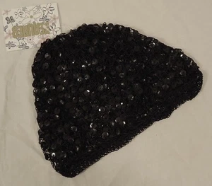 Beauties BO5127 Youth Girls Black Sequin Beanie Hat - Picture 1 of 3