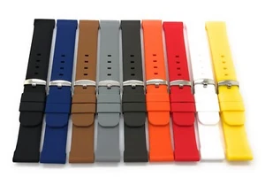 24 mm Negro Blanco Rojo Goma Suave Silicona Reloj Banda Deportivo Impermeable - Imagen 1 de 37