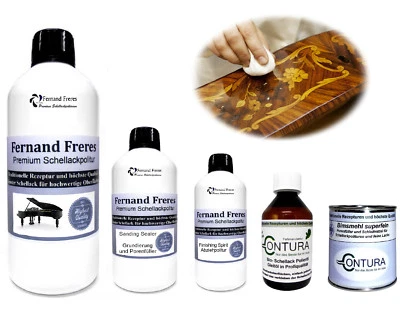 XL Schellackpolitur Set 10 Teile Schellack Grundierung Polieröl Möbel Glanz Lack - Bild 1 von 4