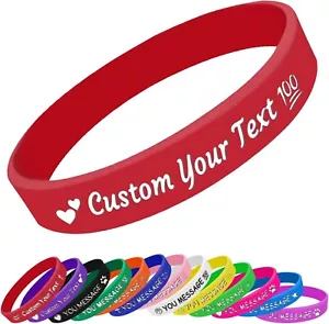10-100 Personalized Silicone Wristbands,Custom Rubber Bracelets,Customized Gifts - Picture 1 of 30