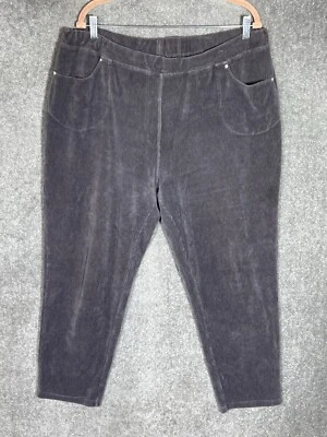 Quacker Factory Corduroy Pull On Slim Leg Pants Womens Size 1X Gray Pockets - Image 1 of 4