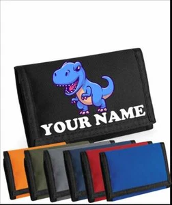 Childs Wallet Personalised T-Rex Kawaii Wallet Girls Boys Wallet Purse Card Coin - Picture 1 of 13