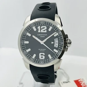 without tags Certina DS Rookie Mens Steel Sapphire Crystal Black 40mm Swiss - Picture 1 of 8