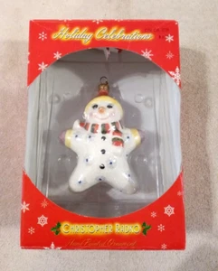 Adorno de muñeco de nieve de vidrio para celebraciones navideñas de Christopher Radko - Nuevo en caja - Imagen 1 de 6