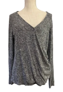 Camisa Top ROCK & REPLUBLIC Mujer XXL Cuello en V Gris Dobladillo Burbuja Manga Larga Tejida - Imagen 1 de 8