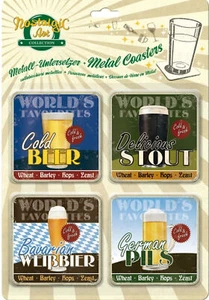 Metall Untersetzer Metal Coasters Nostalgic Art 4 er Set 9cm x 9cm Kork Sohle * - Picture 1 of 11
