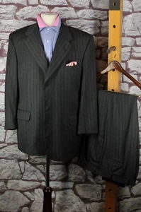 Tom James Royal Classic Men's Gray & Red Stripe Wool Suit 44R 44 R - Picture 1 of 6