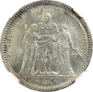 France 1873 A 5 Francs  NGC UNC Details Cleaned (019-12) - Picture 1 of 4