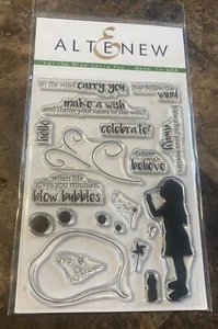 Altenew LET THE WIND CARRY YOU Clear Photopolymer Stamps Girl Bubbles Sayings - Bild 1 von 2