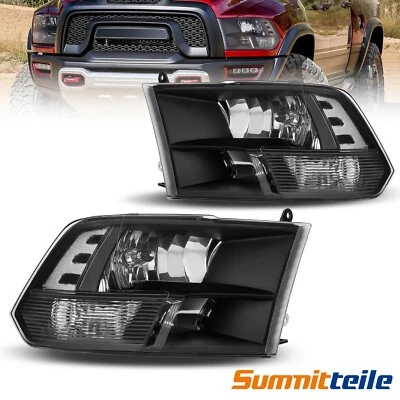 Conjunto de faros de carcasa negra para Dodge Ram 1500 2500 3500 4500 2011-2018 Foto 1 de 4