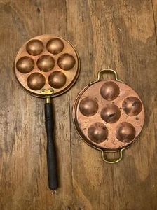 Vintage copper pan egg poaching pan wood handle With Lid Denmark - Picture 1 of 5