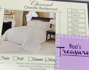 Colcha Channel CHENILLE Bush de algodón rosa claro lavable a máquina tamaño king NUEVA - Imagen 1 de 12