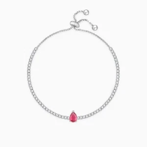 2Ct Pear Cut Lab-Created Pink Ruby Women's Bolo Bracelet 14K White Gold Plated - Picture 1 of 5