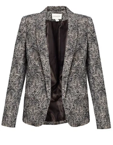 Monsoon Astrid Jacquard Pewter Royal Lily Patterned Jacket Size UK 8 EU 36 BNWT - Picture 1 of 9