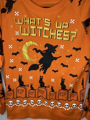 Sudadera Junior Mediana 7/9 Halloween Delgada What's Up Brujas Gráfico Divertido RIP Foto 1 de 4