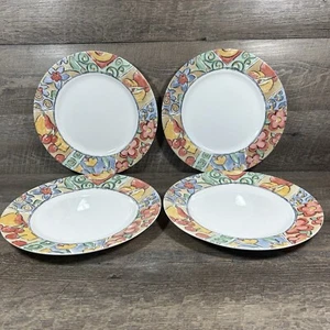 Corelle Watercolors 10 3/4" Dinner Plates Fruit Flowers Set of 4 Dinnerware USA - Picture 1 of 7