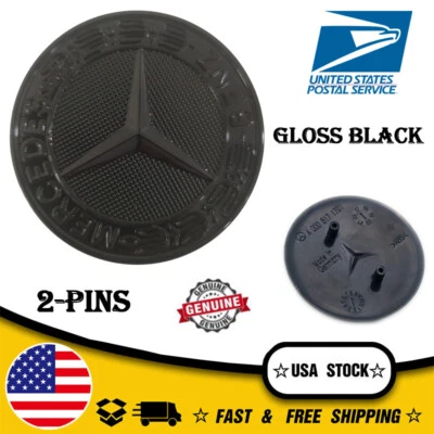 PARA MERCEDES BENZ CLK CLS ML GL CAPÓ DELANTERO INSIGNIA NEGRO BRILLANTE EMBLEMA A0008172605 Foto 1 de 4