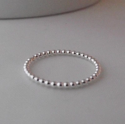 Stunning Handmade Solid Sterling Silver Bubble Ball Bead Stacking Ring Any Size - Image 1 of 4